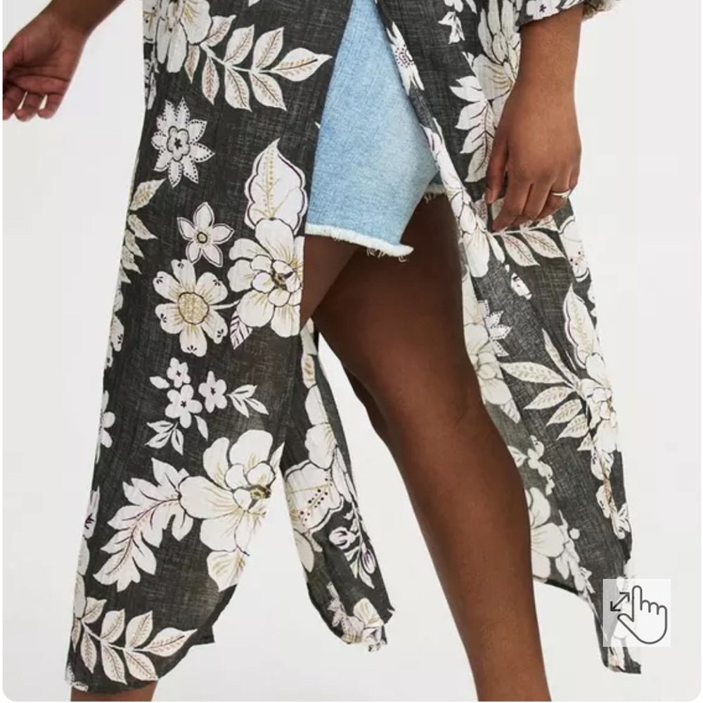 Torrid Button Up Kimono Split Side Maxi Shirt - image 3